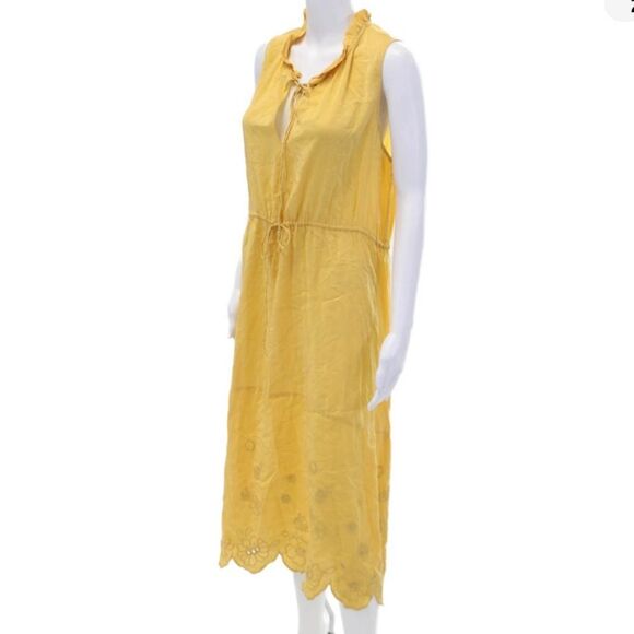 See By Chloe Mustard Yellow Sleeveless Eyelet Midi Dress‎ 38 - Picture 4 of 7